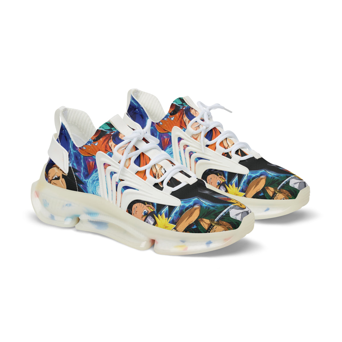 Men's Floral Portrait Mesh Sneakers — Colorful Art Print Athletic Shoes