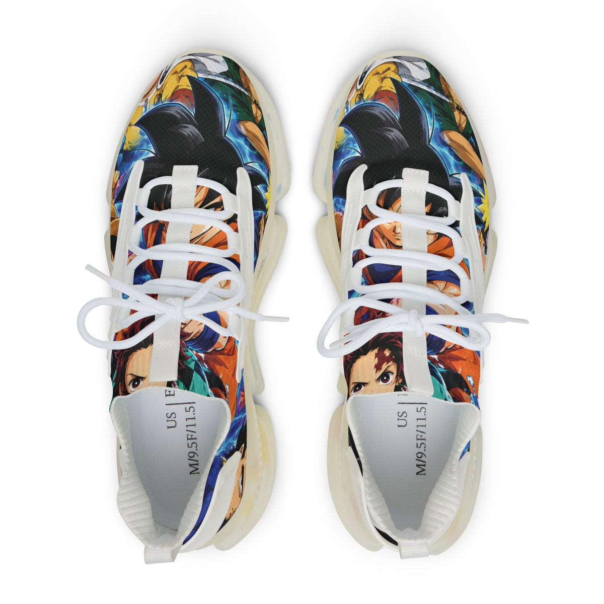 Men's Floral Portrait Mesh Sneakers — Colorful Art Print Athletic Shoes