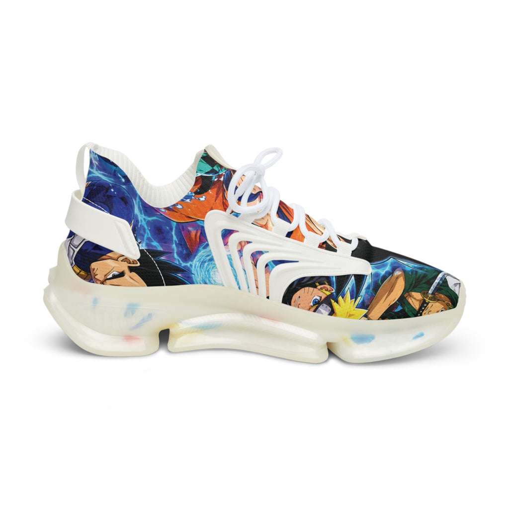 Men's Floral Portrait Mesh Sneakers — Colorful Art Print Athletic Shoes
