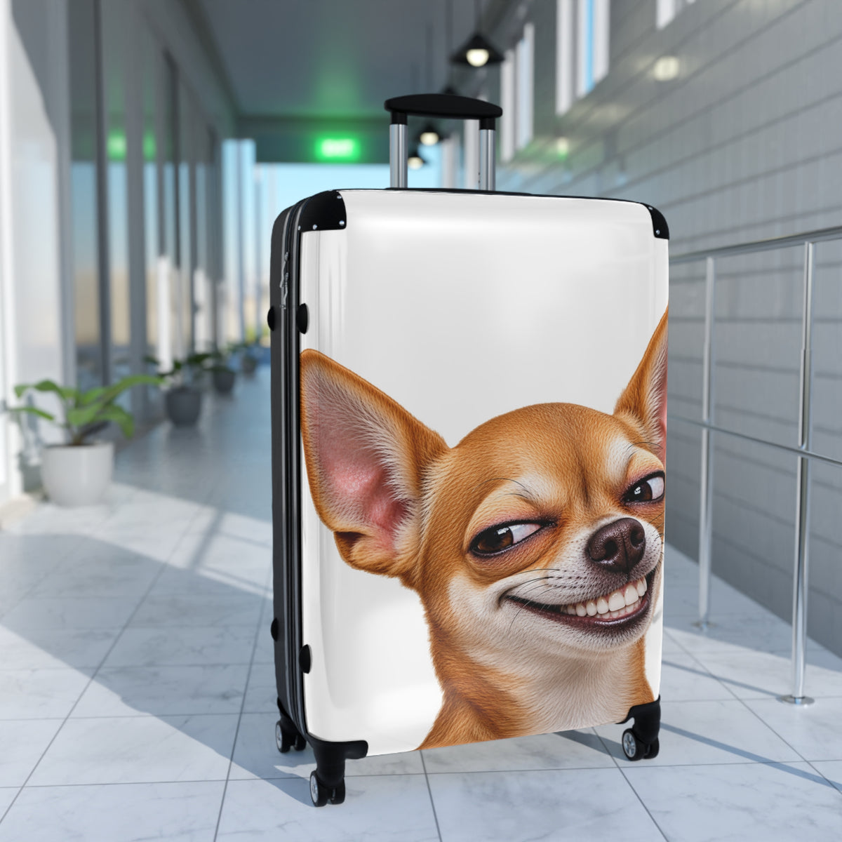 Smirking Chihuahua Suitcase – Cute Dog Luggage Cover Print
