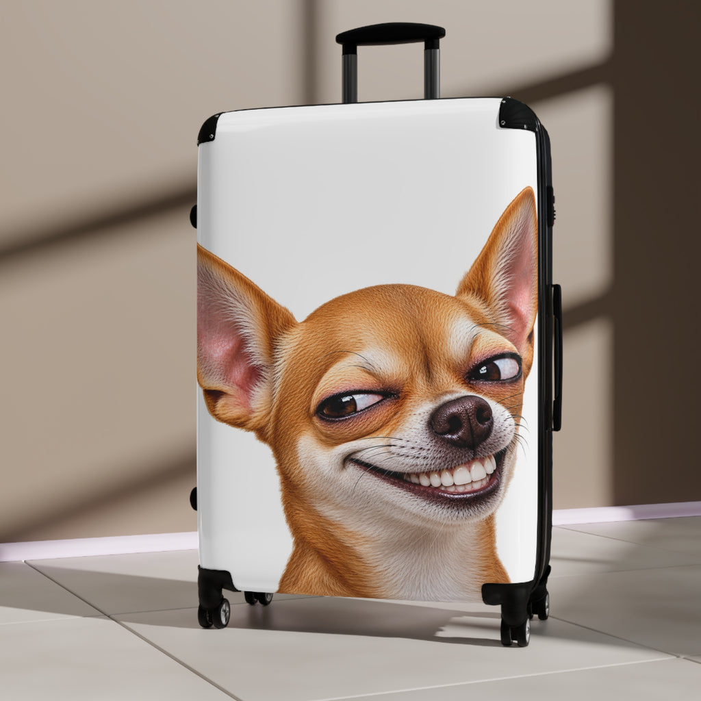 Smirking Chihuahua Suitcase – Cute Dog Luggage Cover Print