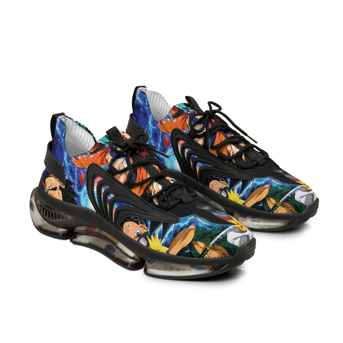 Men's Floral Portrait Mesh Sneakers — Colorful Art Print Athletic Shoes