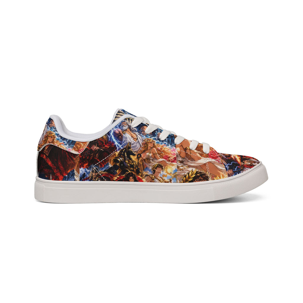 Low-Top Leather Sneakers — Abstract Colorful Festival Print
