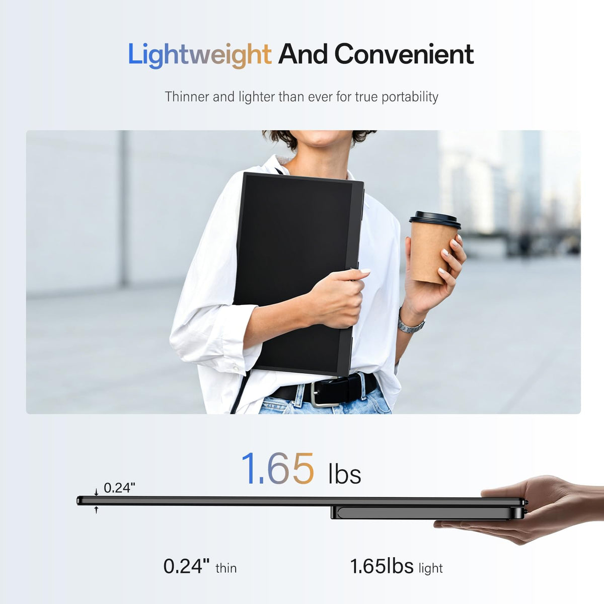 InnoView 2K Portable Monitor for Laptop 15.6" 2560×1440 QHD 100% sRGB Built-in Speaker USB C Standard HDMI External Second Screen for Mac Laptop Phone PS4/5 Xbox Switch