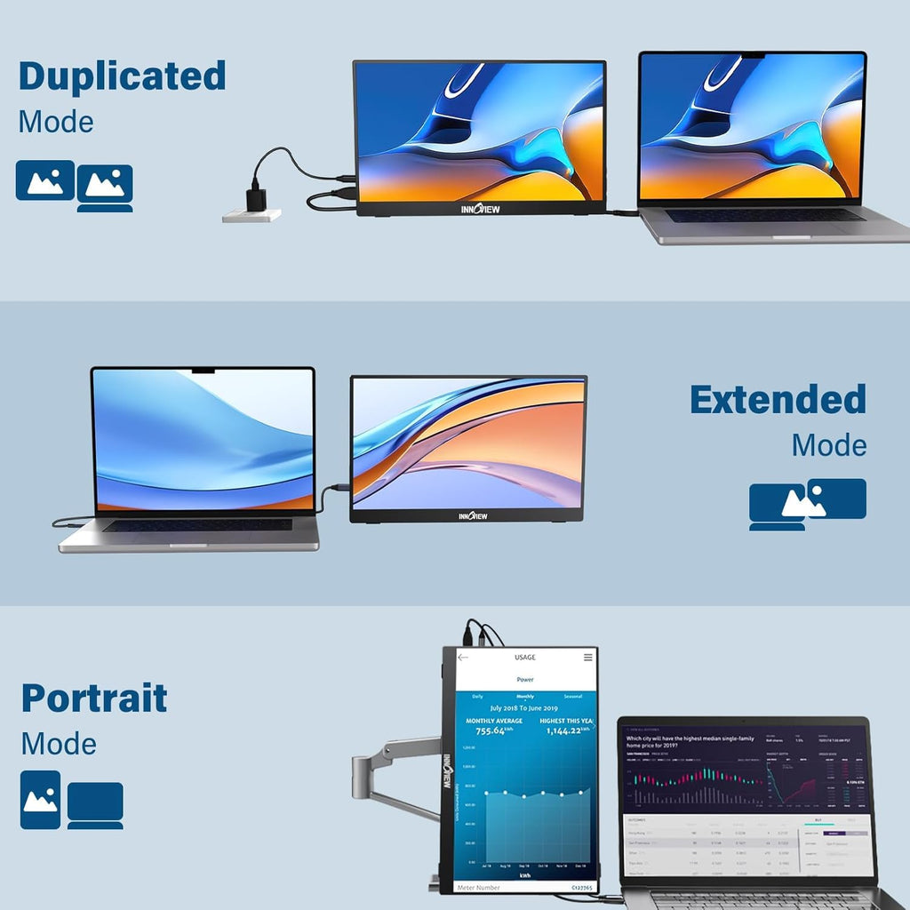 InnoView 2K Portable Monitor for Laptop 15.6" 2560×1440 QHD 100% sRGB Built-in Speaker USB C Standard HDMI External Second Screen for Mac Laptop Phone PS4/5 Xbox Switch