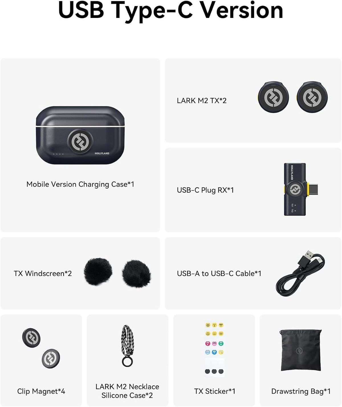 Hollyland Lark M2 Wireless Microphone for iPhone15/16/17&Android, USB C Mini Lapel Microphone Wireless, 1000ft Range, Hi-Fi Audio, Noise Cancellation, 30H Battery for Video Recording, Streaming