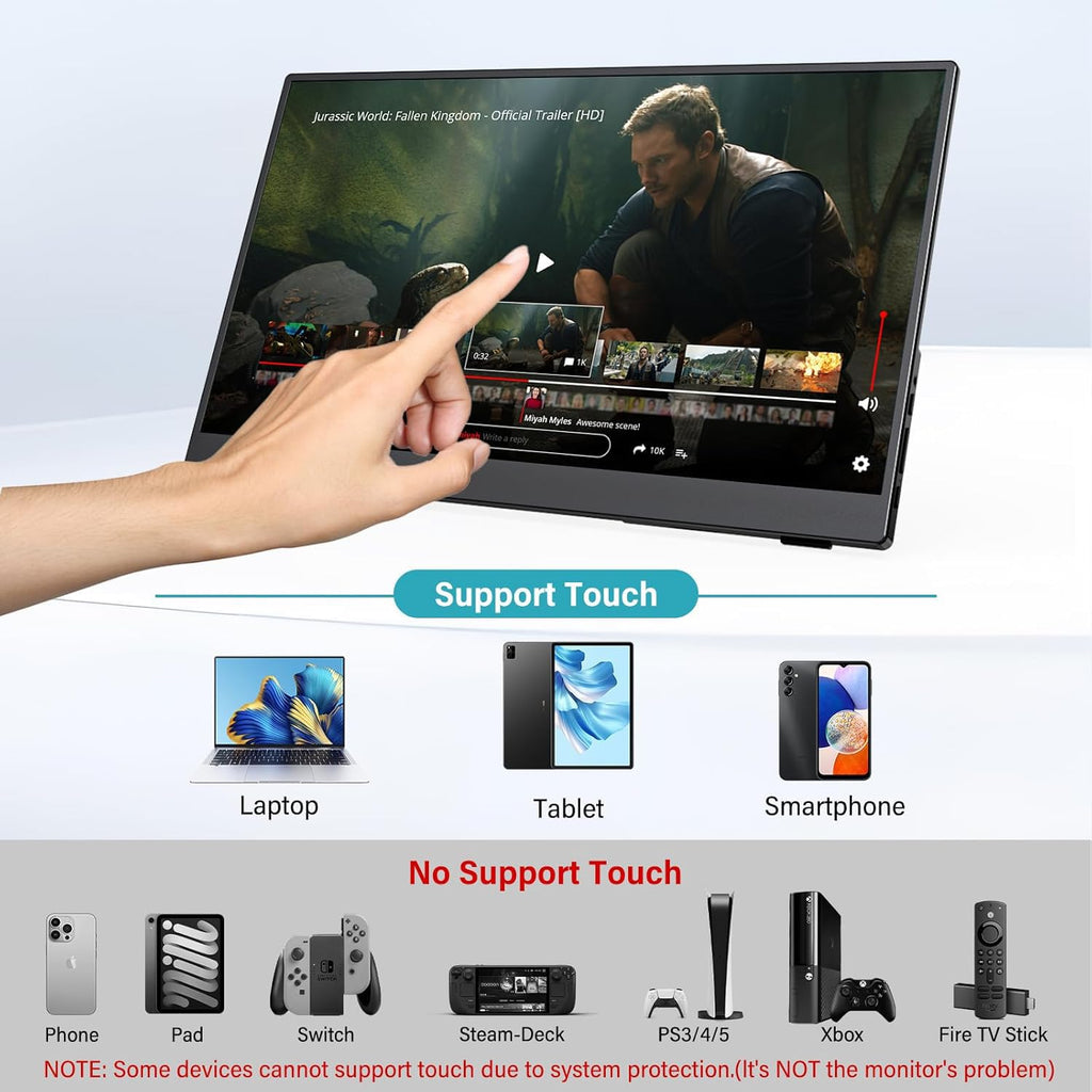 InnoView 2K Portable Monitor for Laptop 15.6" 2560×1440 QHD 100% sRGB Built-in Speaker USB C Standard HDMI External Second Screen for Mac Laptop Phone PS4/5 Xbox Switch
