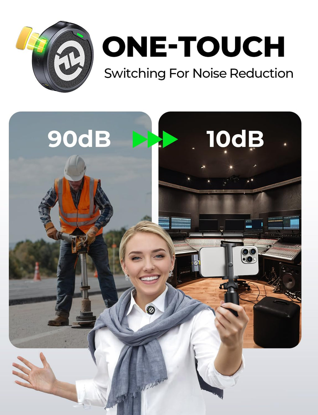 Hollyland Lark M2 Wireless Microphone for iPhone15/16/17&Android, USB C Mini Lapel Microphone Wireless, 1000ft Range, Hi-Fi Audio, Noise Cancellation, 30H Battery for Video Recording, Streaming