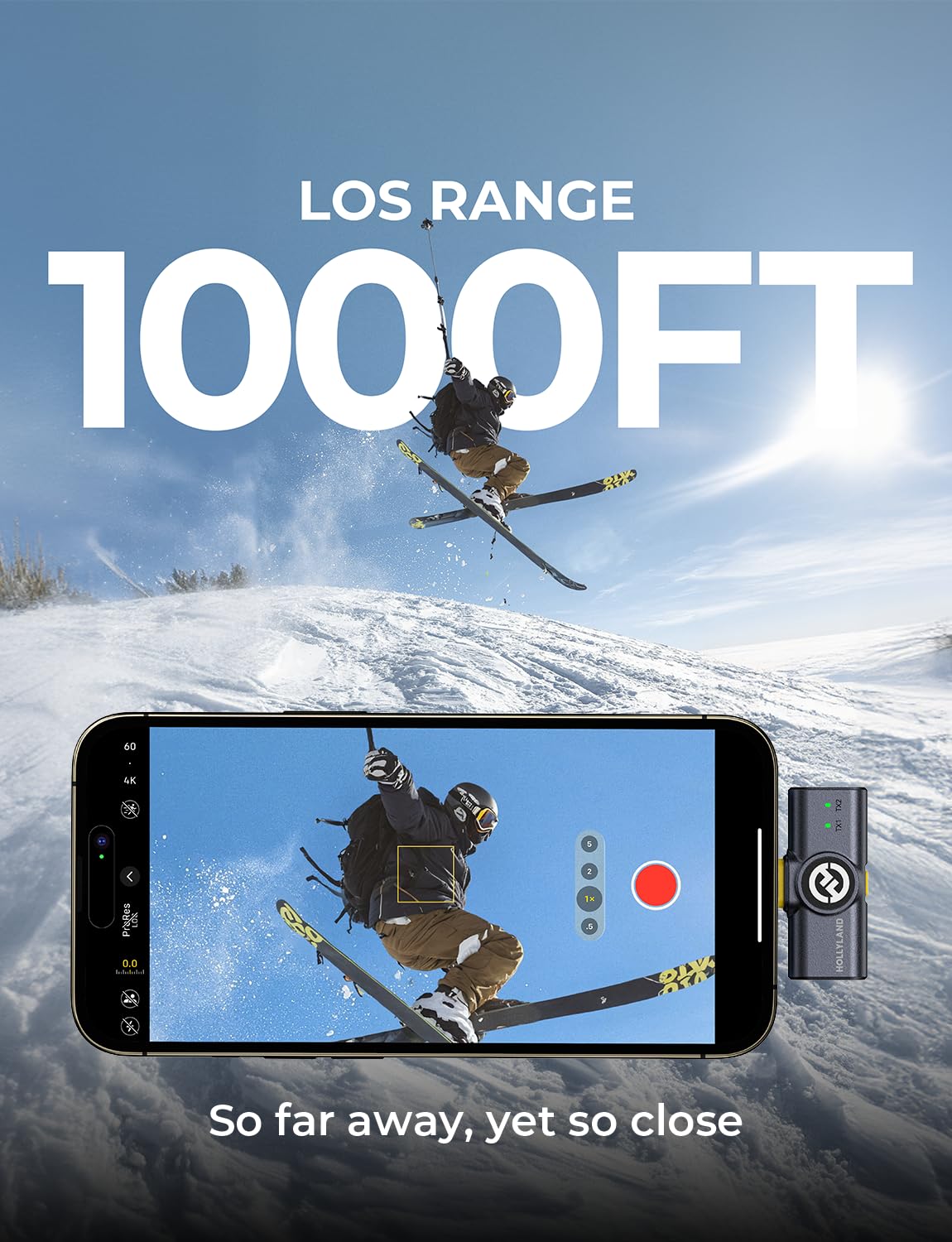 Hollyland Lark M2 Wireless Microphone for iPhone15/16/17&Android, USB C Mini Lapel Microphone Wireless, 1000ft Range, Hi-Fi Audio, Noise Cancellation, 30H Battery for Video Recording, Streaming