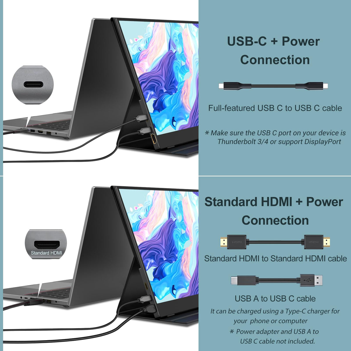 InnoView 2K Portable Monitor for Laptop 15.6" 2560×1440 QHD 100% sRGB Built-in Speaker USB C Standard HDMI External Second Screen for Mac Laptop Phone PS4/5 Xbox Switch
