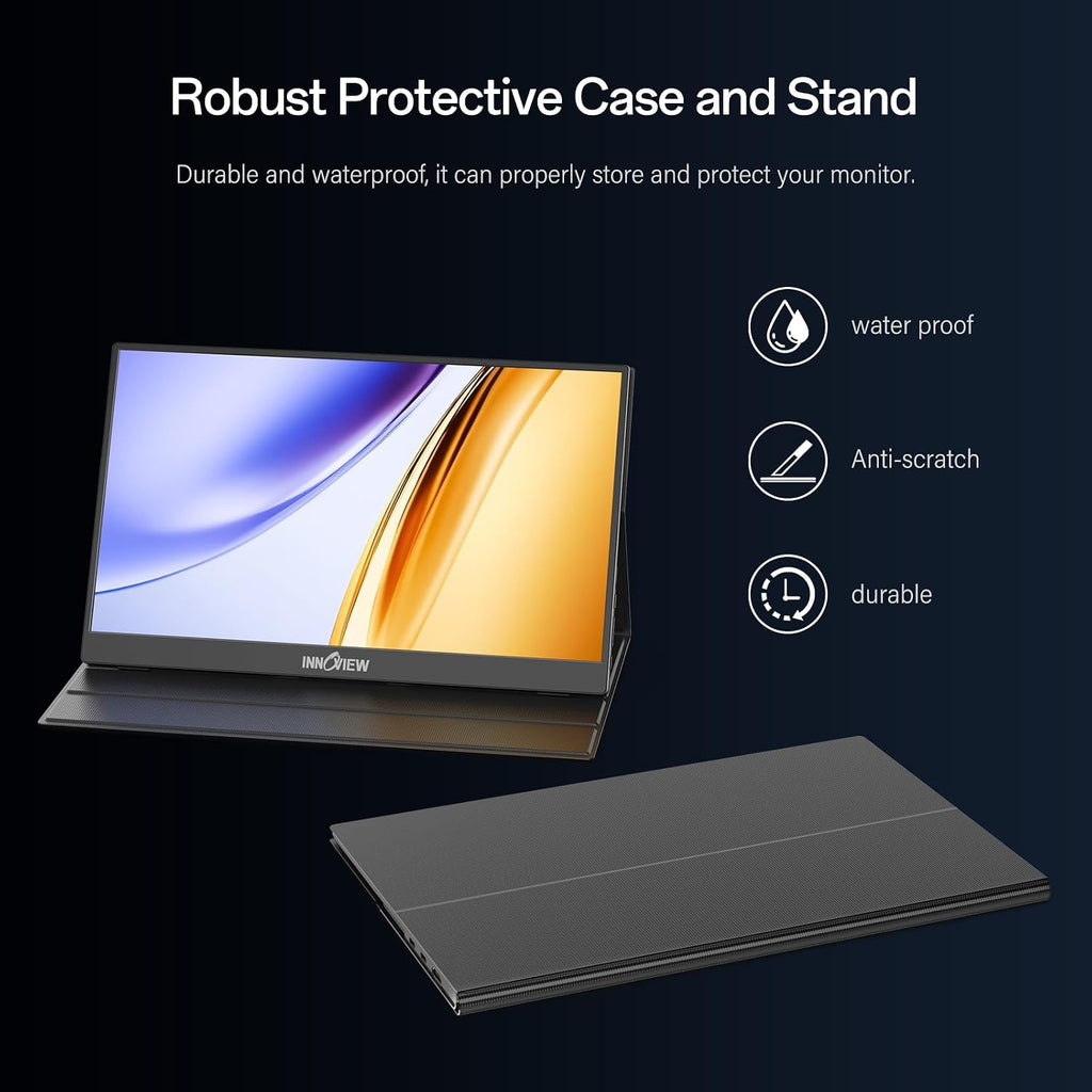 InnoView 2K Portable Monitor for Laptop 15.6" 2560×1440 QHD 100% sRGB Built-in Speaker USB C Standard HDMI External Second Screen for Mac Laptop Phone PS4/5 Xbox Switch