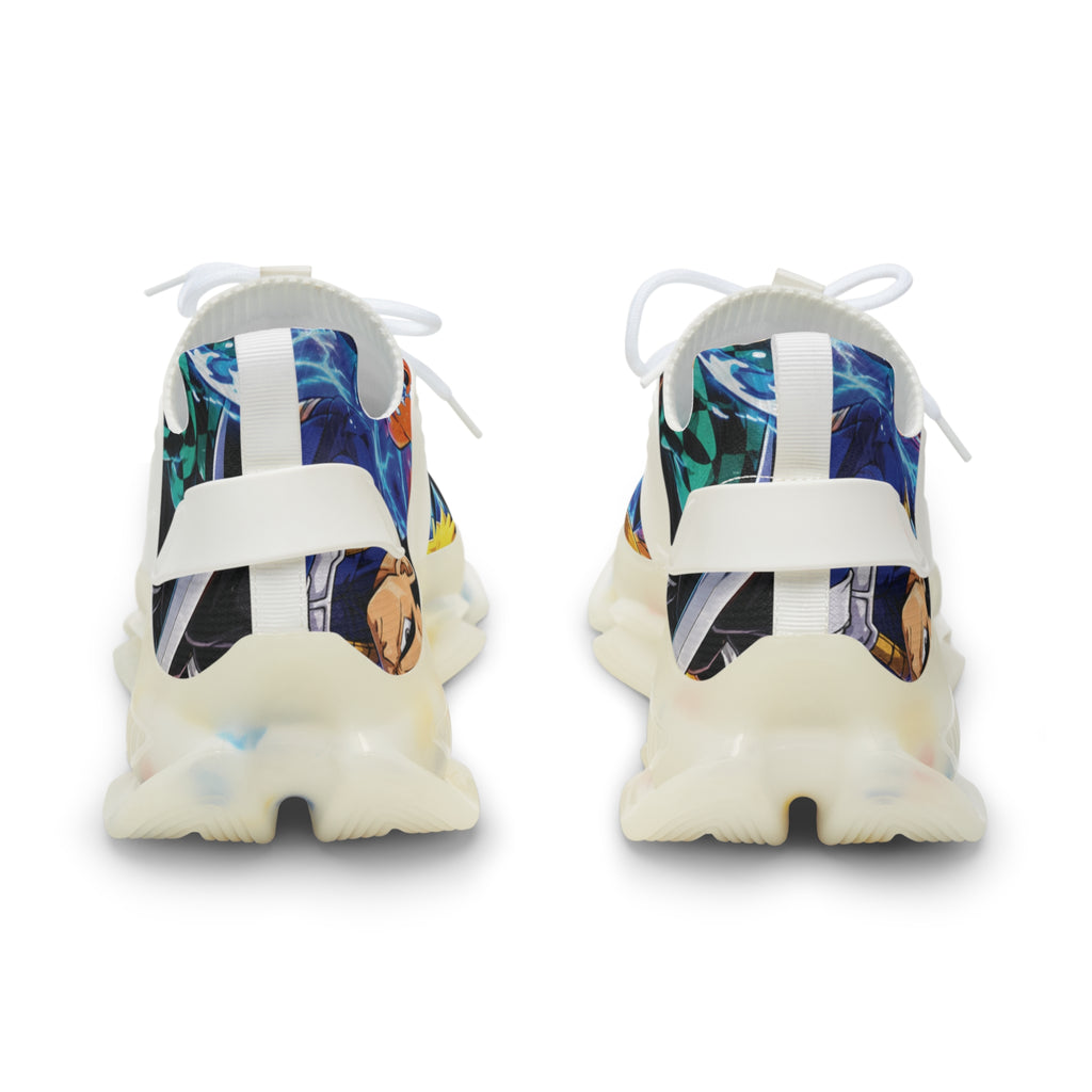 Men's Floral Portrait Mesh Sneakers — Colorful Art Print Athletic Shoes