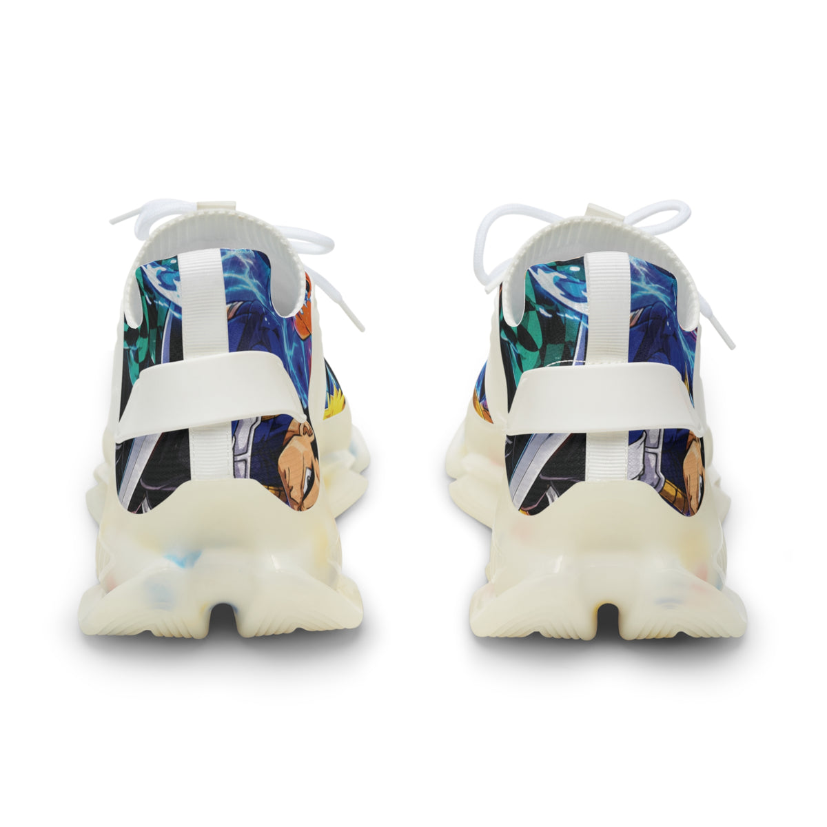 Men's Floral Portrait Mesh Sneakers — Colorful Art Print Athletic Shoes