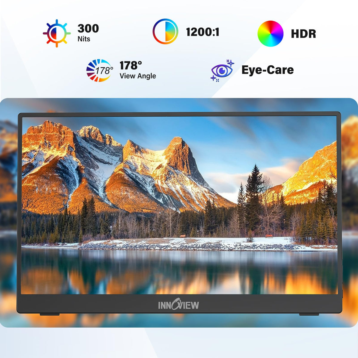 InnoView 2K Portable Monitor for Laptop 15.6" 2560×1440 QHD 100% sRGB Built-in Speaker USB C Standard HDMI External Second Screen for Mac Laptop Phone PS4/5 Xbox Switch