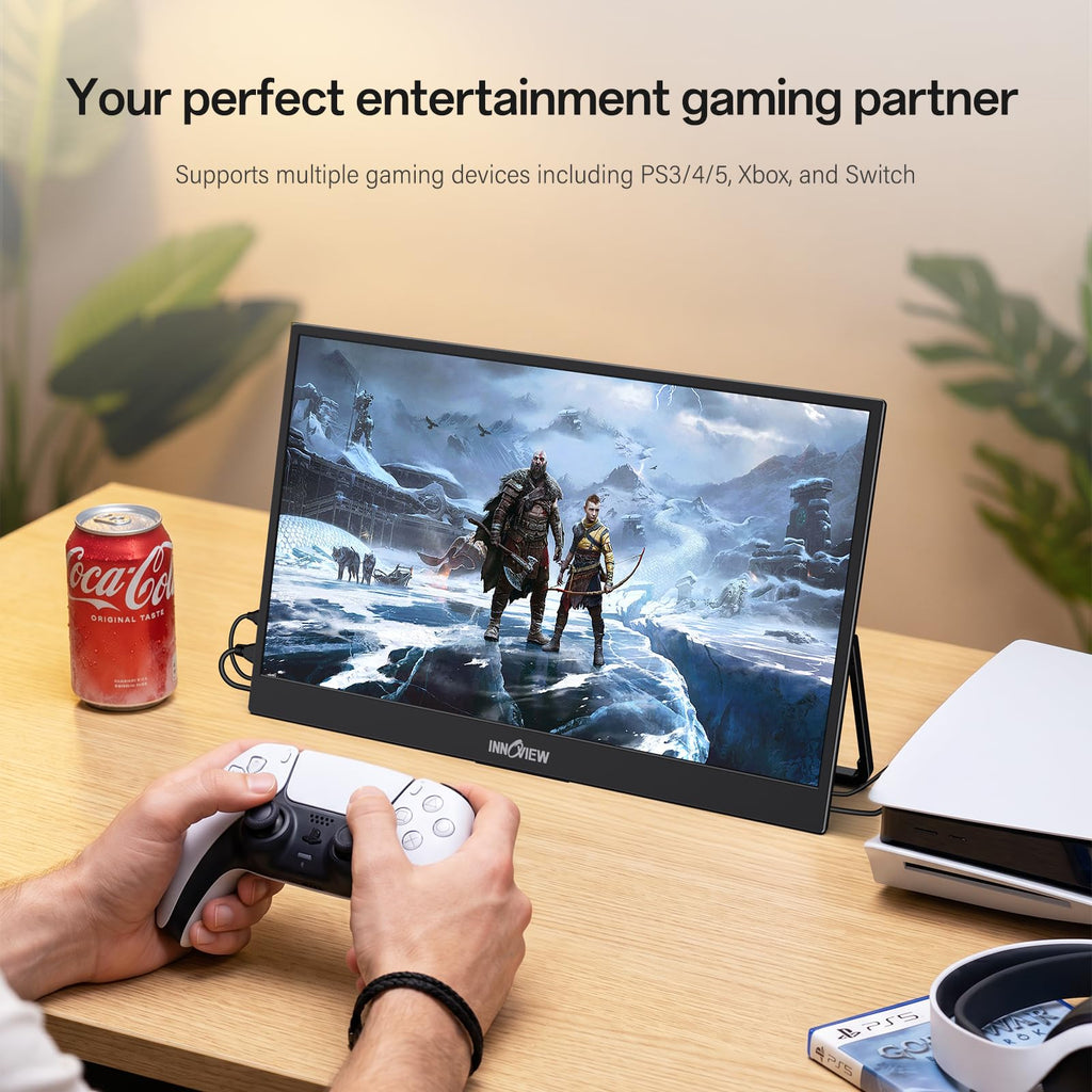 InnoView 2K Portable Monitor for Laptop 15.6" 2560×1440 QHD 100% sRGB Built-in Speaker USB C Standard HDMI External Second Screen for Mac Laptop Phone PS4/5 Xbox Switch